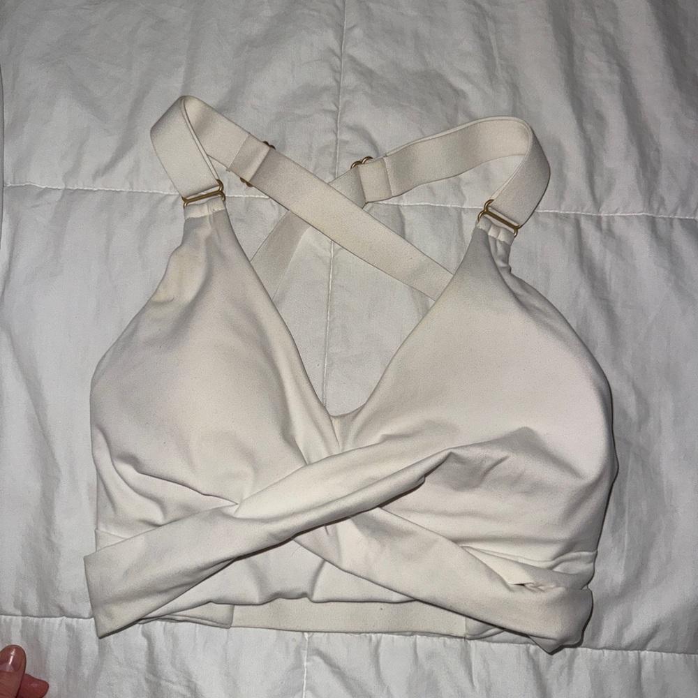 White Cross-Back Buffbunny Sports Bra